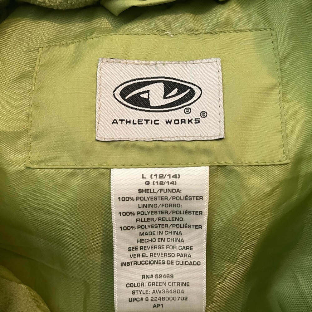 Athletic Works,  Green Citrine, Long Sleeve Zip Front Jacket, Size L - Picture 4 of 4